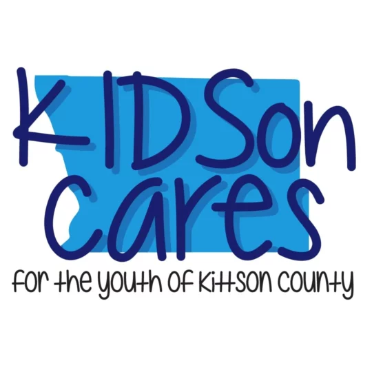 Blue North Dakota with KIDSon Cares written in purple