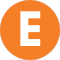 Orange circle with the letter E in white