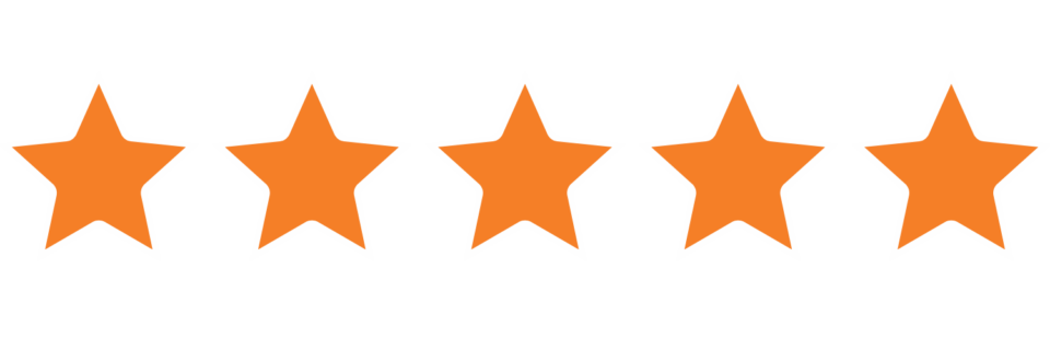 Five orange stars for a five star review.