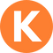 orange circle with the letter k in the middle