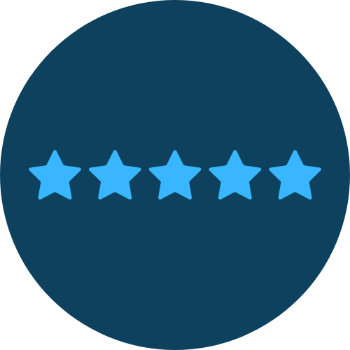 Dark blue circle with five light blue stars.