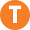 Orange circle with the letter t in the middle
